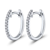 Oval Diamond Hoop Earings in White Gold - Dracakis Jewellers
